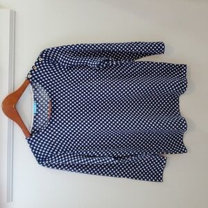 J. McLaughlin Blue and White Gingham Top Cashmere Blend Size Medium